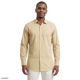 ROYAL TEXTURE CHECKED BUTTON-DOWN DRESS SHIRT - BLEACHED SAND