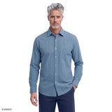 ROYAL TEXTURE CHECKED BUTTON-DOWN DRESS SHIRT - RIVIERA