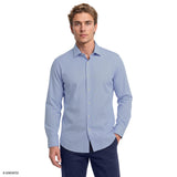 ROYAL TEXTURE STRIPED BUTTON-DOWN DRESS SHIRT - BRIGHT COBALT