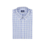 ALL-OVER STRETCH L/S PLAID BUTTON-DOWN DRESS SHIRT - CHAMBRAY BLUE
