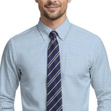 ALL OVER STRETCH PLAID BUTTON DOWN DRESS SHIRT - MARINE BLUE