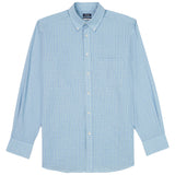 ALL OVER STRETCH PLAID BUTTON DOWN DRESS SHIRT - MARINE BLUE