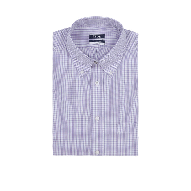ALL-OVER STRETCH L/S PLAID BUTTON-DOWN DRESS SHIRT - DAHLIA PURPLE