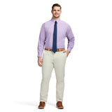 BIG & TALL ALL-OVER STRETCH BUTTON DOWN DRESS SHIRT - SHEER LILAC