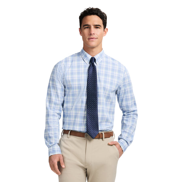 ALL OVER STRETCH BUTTON DOWN DRESS SHIRT SLIM - MOONLIGHT JADE