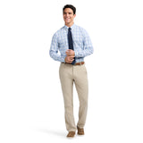 ALL OVER STRETCH BUTTON DOWN DRESS SHIRT SLIM - MOONLIGHT JADE