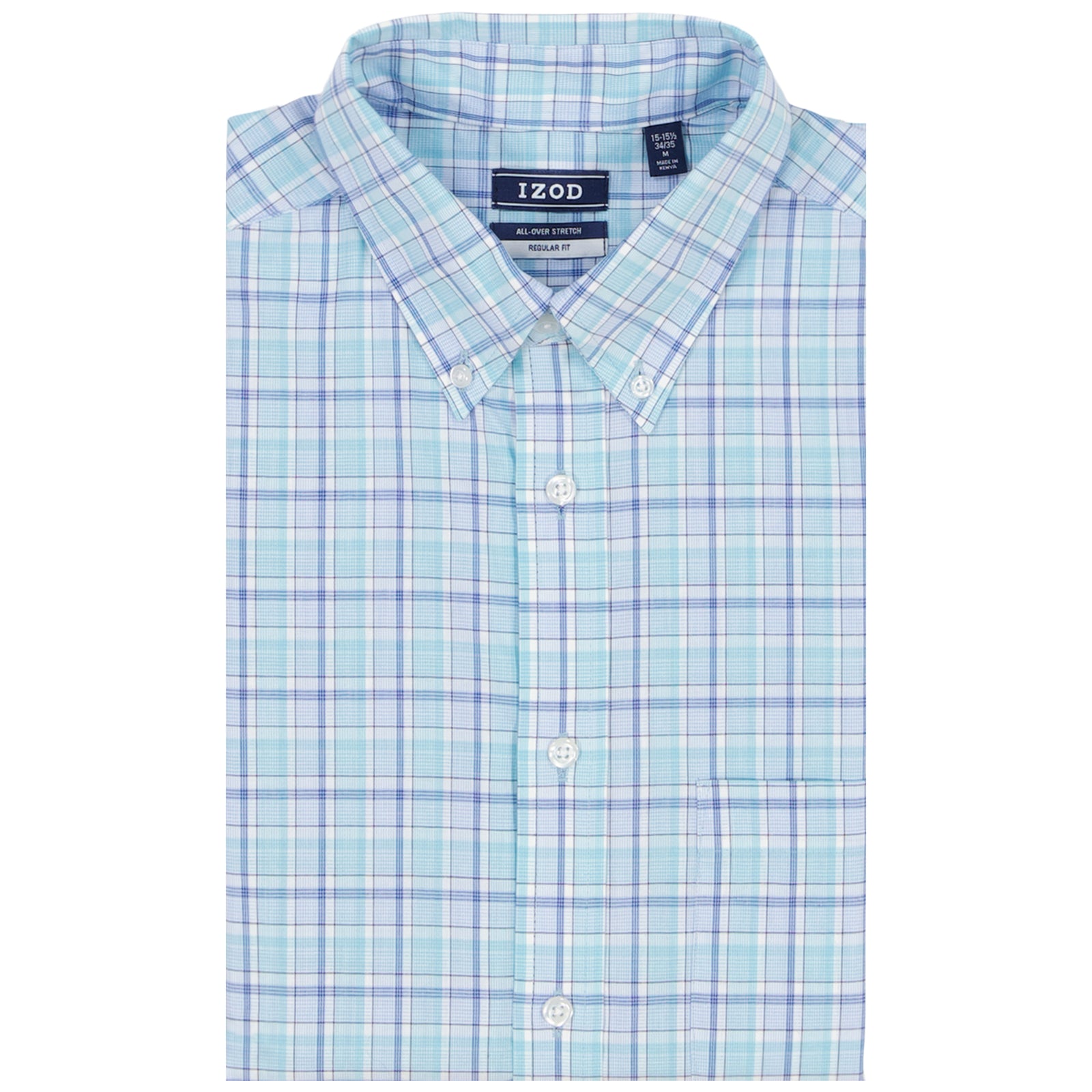 All Over Stretch Plaid Button Down Dress Shirt (Button Down Collar) - Limpet Shell IZOD All Over Stretch Plaid Button Down Dress Shirt (Button Down Collar) - Limpet Shell IZOD