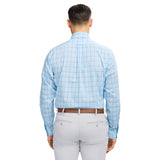 ALL OVER STRETCH PLAID BUTTON DOWN DRESS SHIRT (BUTTON DOWN COLLAR) - LIMPET SHELL