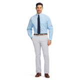 ALL OVER STRETCH PLAID BUTTON DOWN DRESS SHIRT (BUTTON DOWN COLLAR) - LIMPET SHELL