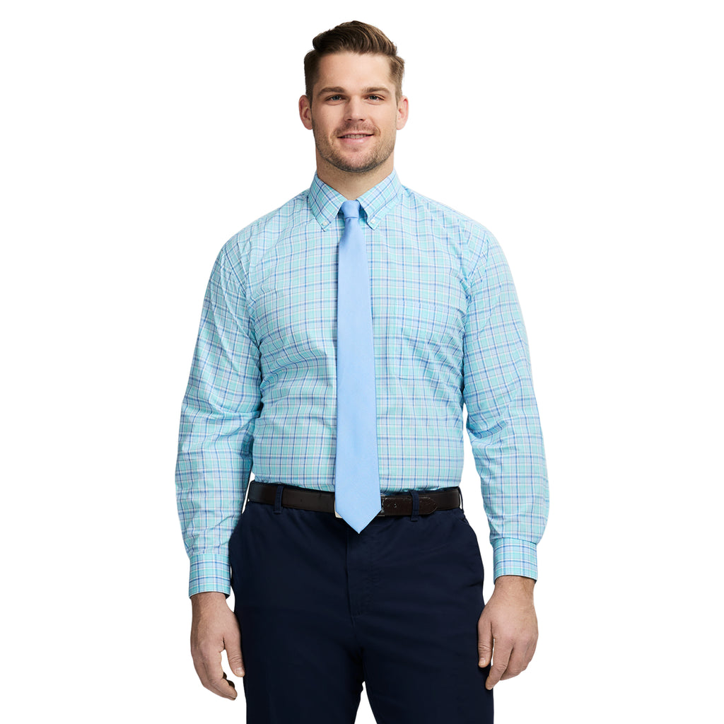 Big & Tall All-over Stretch L/s Plaid Dress Shirt - Izod Sportswear - Limpet Shell Big & Tall All-over Stretch L/s Plaid Dress Shirt - Izod Sportswear - Limpet Shell