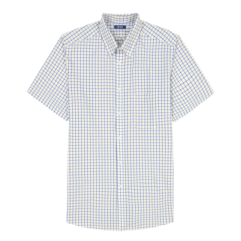 ALL OVER STRETCH SHORT SLEEVE BUTTON DOWN DRESS SHIRT - LEMON DROP