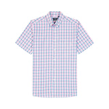 ALL OVER STRETCH SHORT SLEEVE BUTTON DOWN DRESS SHIRT - PHLOX PINK