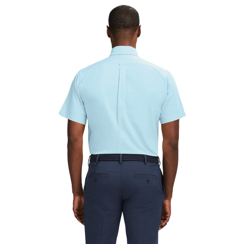 ALL OVER STRETCH SHORT SLEEVE BUTTON DOWN DRESS SHIRT - BACHELOR BUTTON