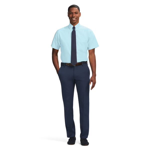 ALL OVER STRETCH SHORT SLEEVE BUTTON DOWN DRESS SHIRT - BACHELOR BUTTON