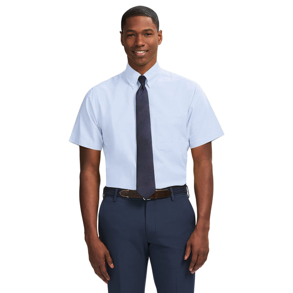 ALL OVER STRETCH SHORT SLEEVE BUTTON DOWN DRESS SHIRT - GRAPE MIST