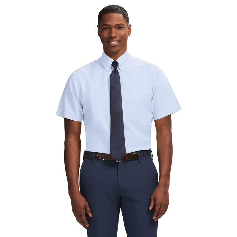 ALL OVER STRETCH SHORT SLEEVE BUTTON DOWN DRESS SHIRT - GRAPE MIST