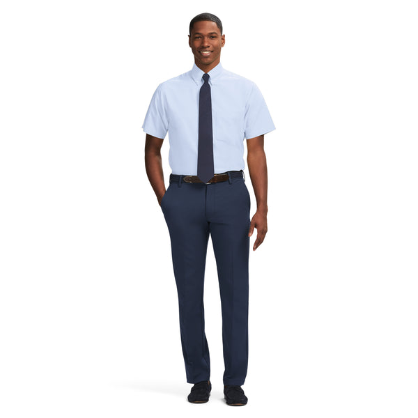 ALL OVER STRETCH SHORT SLEEVE BUTTON DOWN DRESS SHIRT - GRAPE MIST