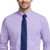 Izod Mens Dress Shirt All Over Stretch Long Sleeve Striped Button Down Dress Shirt Purple 