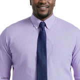 BIG & TALL ALL-OVER STRETCH L/S STRIPED BUTTON-DOWN DRESS SHIRT - DAHLIA PURPLE
