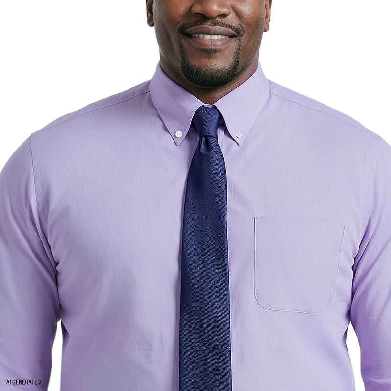 BIG & TALL ALL-OVER STRETCH L/S STRIPED BUTTON-DOWN DRESS SHIRT