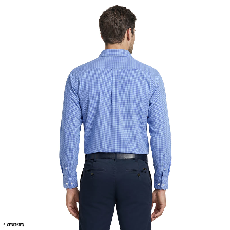 izod blue dress shirt Izod Men's Performance Comfort Long Sleeve Plaid Button Down