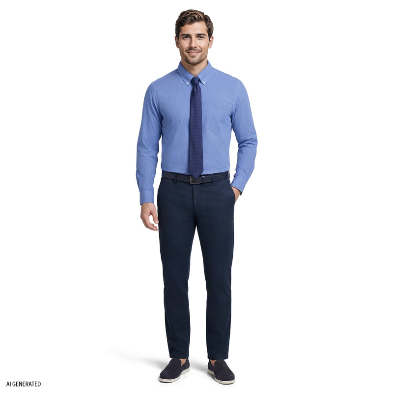 All-over Stretch L/S Plaid Button-down Dress Shirt - Izod Sportswear