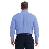 BIG & TALL ALL-OVER STRETCH L/S PLAID BUTTON-DOWN DRESS SHIRT - BLUE BELL