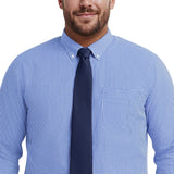 BIG & TALL ALL-OVER STRETCH L/S PLAID BUTTON-DOWN DRESS SHIRT - BLUE BELL