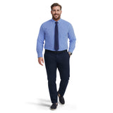 BIG & TALL ALL-OVER STRETCH L/S PLAID BUTTON-DOWN DRESS SHIRT - BLUE BELL
