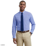 ALL-OVER STRETCH L/S PLAID BUTTON-DOWN DRESS SHIRT - ULTRAMARINE