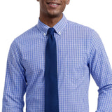 ALL-OVER STRETCH L/S PLAID BUTTON-DOWN DRESS SHIRT - ULTRAMARINE