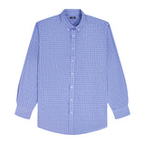 BIG & TALL ALL-OVER STRETCH L/S PLAID BUTTON-DOWN DRESS SHIRT - ULTRAMARINE