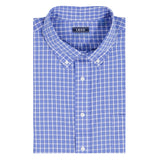 BIG & TALL ALL-OVER STRETCH L/S PLAID BUTTON-DOWN DRESS SHIRT - ULTRAMARINE