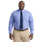 BIG & TALL ALL-OVER STRETCH L/S PLAID BUTTON-DOWN DRESS SHIRT - ULTRAMARINE