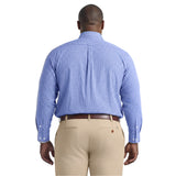 BIG & TALL ALL-OVER STRETCH L/S PLAID BUTTON-DOWN DRESS SHIRT - ULTRAMARINE