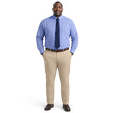 BIG & TALL ALL-OVER STRETCH L/S PLAID BUTTON-DOWN DRESS SHIRT - ULTRAMARINE