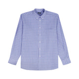 BIG & TALL ALL-OVER STRETCH L/S PLAID BUTTON-DOWN DRESS SHIRT - ULTRAMARINE