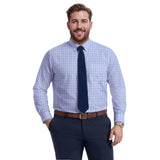 BIG & TALL ALL-OVER STRETCH L/S PLAID BUTTON-DOWN DRESS SHIRT - ULTRAMARINE