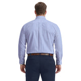 BIG & TALL ALL-OVER STRETCH L/S PLAID BUTTON-DOWN DRESS SHIRT - ULTRAMARINE