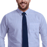 BIG & TALL ALL-OVER STRETCH L/S PLAID BUTTON-DOWN DRESS SHIRT - ULTRAMARINE