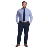 BIG & TALL ALL-OVER STRETCH L/S PLAID BUTTON-DOWN DRESS SHIRT - ULTRAMARINE