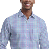 ALL-OVER STRETCH L/S PLAID BUTTON-DOWN DRESS SHIRT - ULTRAMARINE
