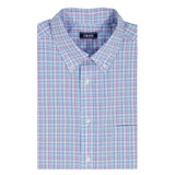 BIG & TALL ALL-OVER STRETCH L/S PLAID BUTTON-DOWN DRESS SHIRT - ULTRAMARINE