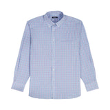 BIG & TALL ALL-OVER STRETCH L/S PLAID BUTTON-DOWN DRESS SHIRT - ULTRAMARINE
