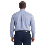 BIG & TALL ALL-OVER STRETCH L/S PLAID BUTTON-DOWN DRESS SHIRT - ULTRAMARINE
