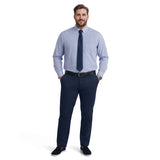 BIG & TALL ALL-OVER STRETCH L/S PLAID BUTTON-DOWN DRESS SHIRT - ULTRAMARINE