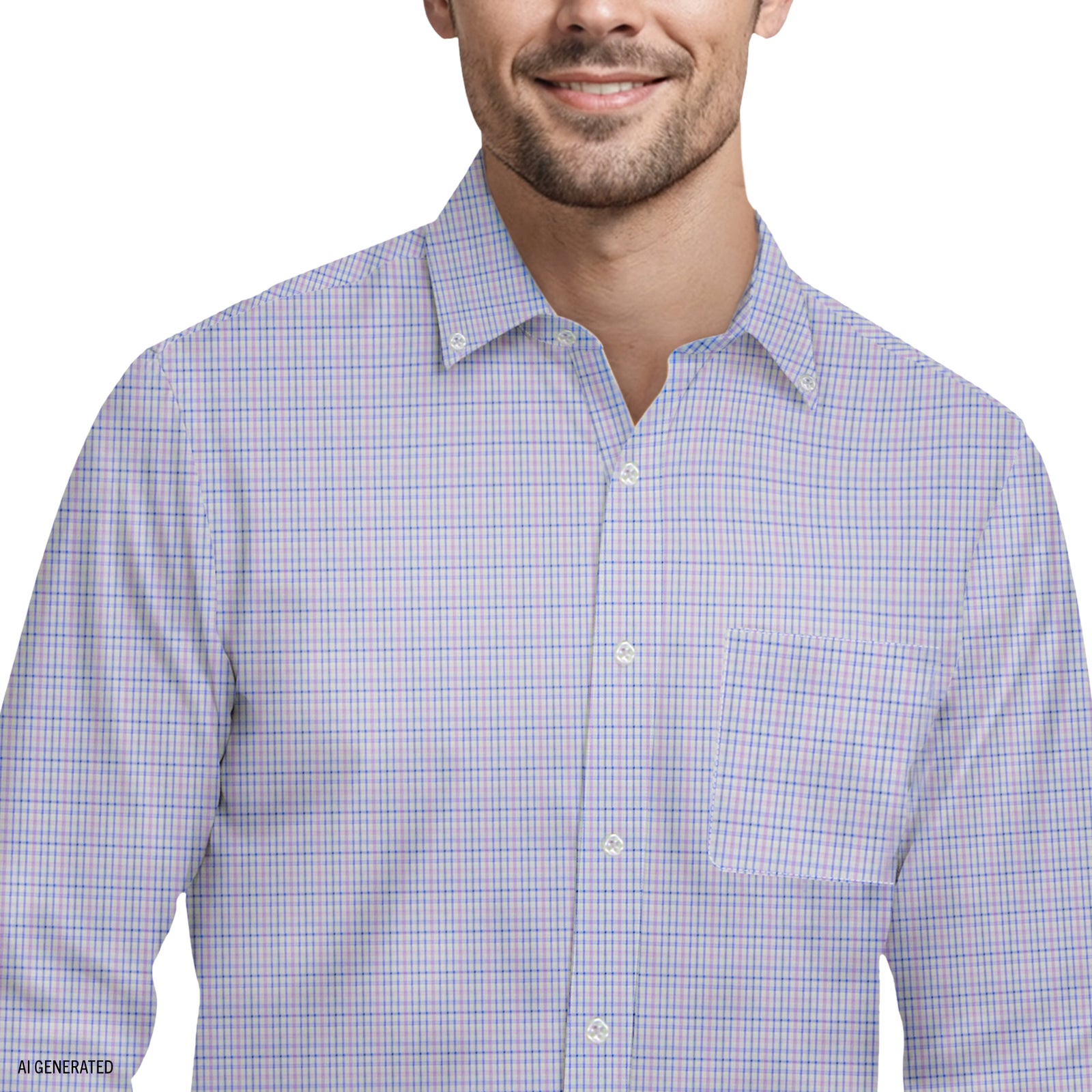 ALL-OVER STRETCH L/S PLAID BUTTON-DOWN DRESS SHIRT - DAHLIA PURPLE