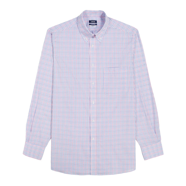 All-over Stretch L/S Plaid Button-down Dress Shirt - Izod Sportswear - CONE FLOWER