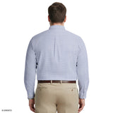 BIG & TALL ALL-OVER STRETCH L/S PLAID BUTTON-DOWN DRESS SHIRT - PAGODA BLUE