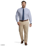BIG & TALL ALL-OVER STRETCH L/S PLAID BUTTON-DOWN DRESS SHIRT - PAGODA BLUE